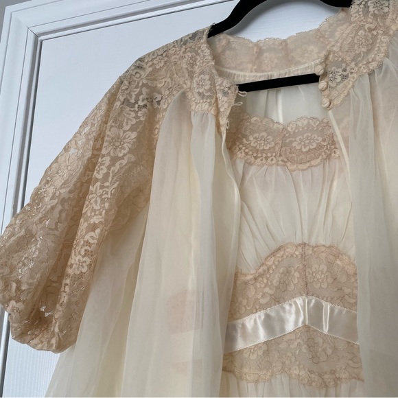 Vintage Vanity Fair 1950s Peignoir Robe & Gown Hollywood Regency Set - Picture 7 of 10